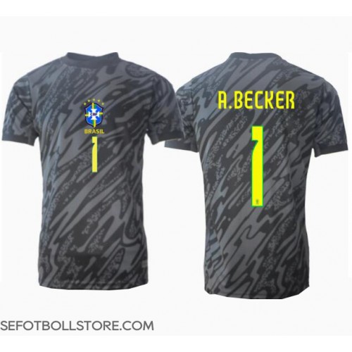 Brasilien Alisson Becker #1 Målvakt Replika Bortatröja Copa America 2024 Kortärmad